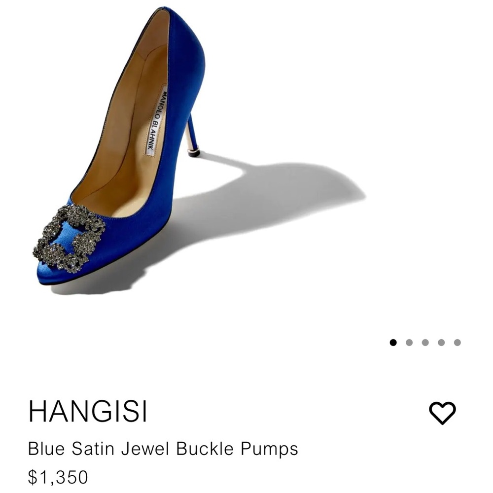 Manolo Blahnik Blue Satin Hangisi pumps - Picture 2 of 16
